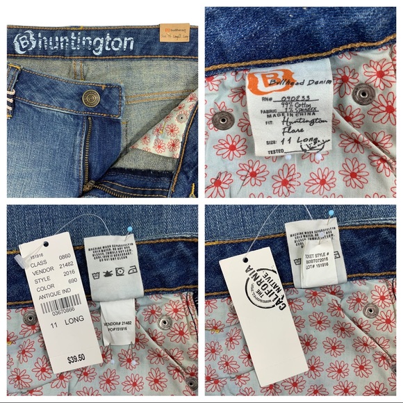 Y2K Style Flare Stretch Bullhead Huntington Blue Jeans - Picture 14 of 16